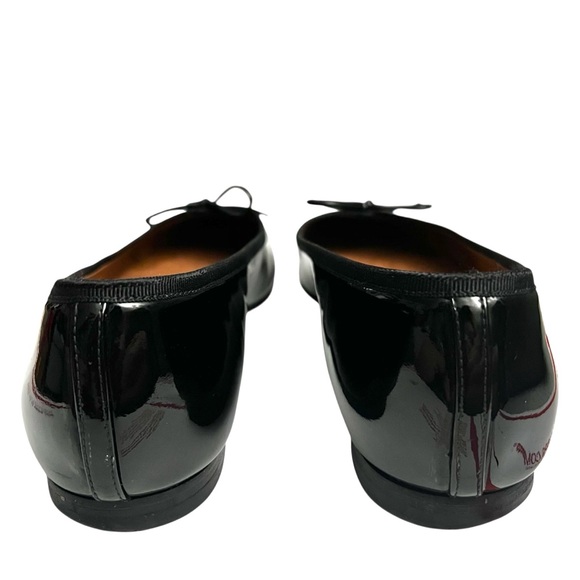 Margaux 13 Pointe Black Patent Leather Pointed Toe Bow Classic Comfort Flats - Picture 6 of 10